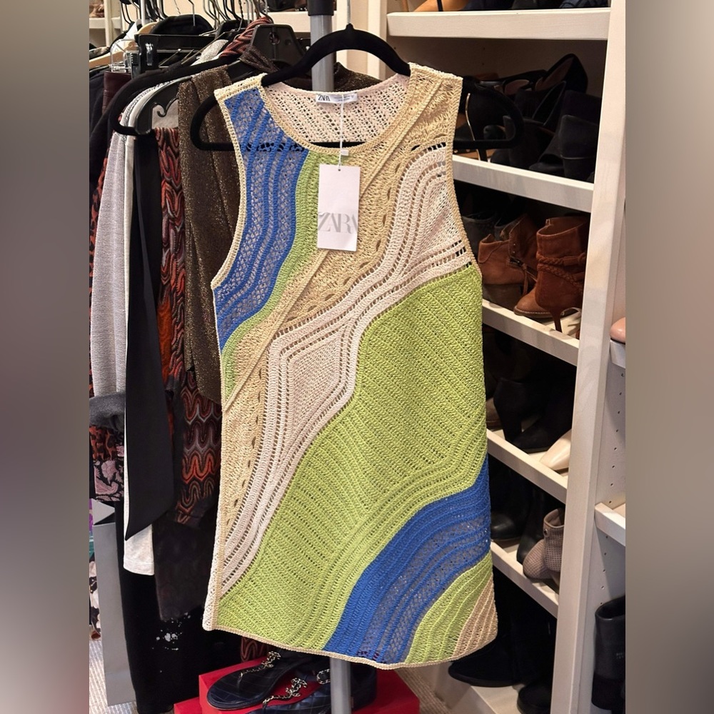 BNWT Zara Crochet Multicolor Mini Dress